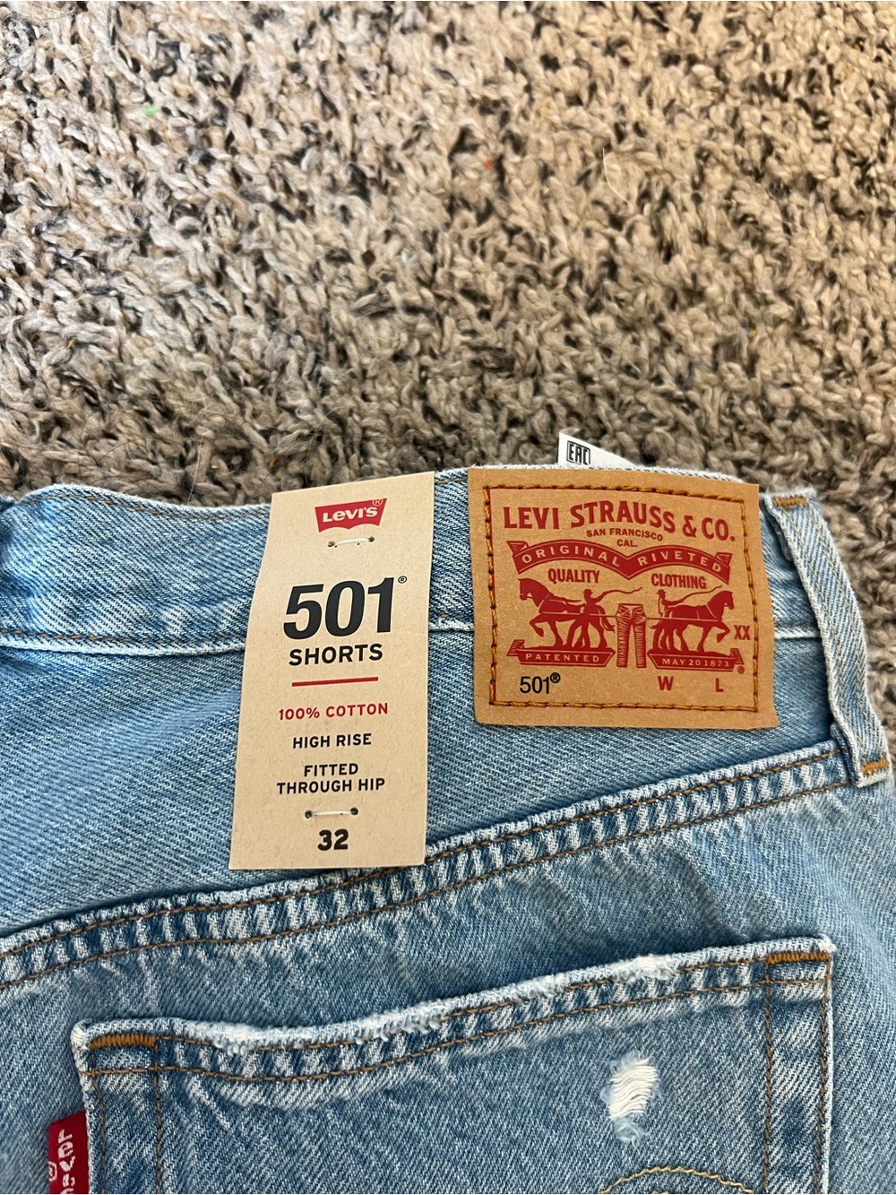 Levi's Light Blue Distressed Cutoff Jean Shorts - Picture 7 of 7